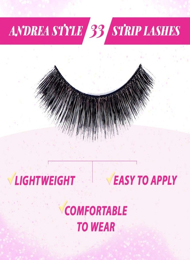 Andrea False Lashes Style 33 - Black, Lightweight, Natural Look False Eyelashes for Everyday Wear Fake Eyelash Extension, Reusable Strip Lashes, 4 Pairs - Image 3