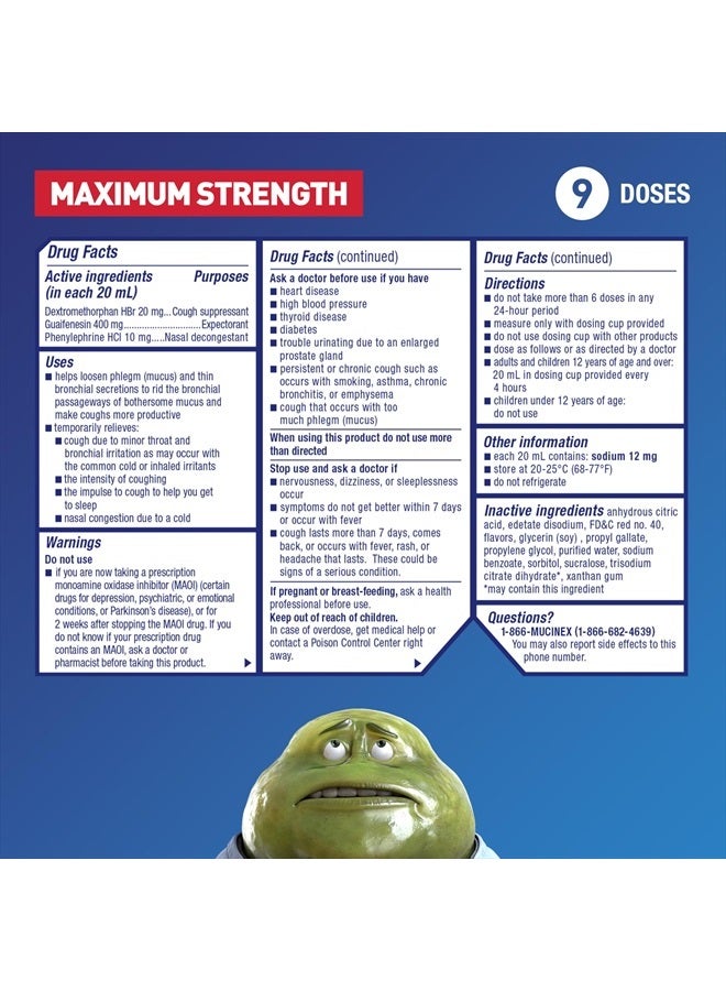 MUCINEX Fast-Max Severe Congestion & Cough Medicine, Maximum Strength Symptom Relief, Over-The-Counter Medication, Cold Medicine, Cough Suppressant, Expectorant, Nasal Decongestant, FSA/HSA, 6 FL OZ - Image 2