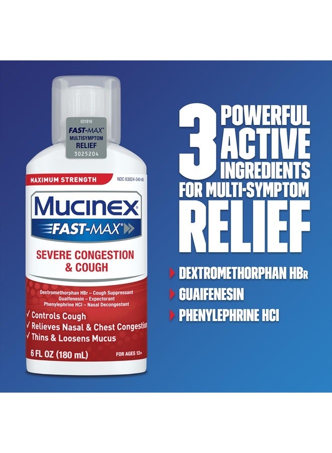 MUCINEX Fast-Max Severe Congestion & Cough Medicine, Maximum Strength Symptom Relief, Over-The-Counter Medication, Cold Medicine, Cough Suppressant, Expectorant, Nasal Decongestant, FSA/HSA, 6 FL OZ - Image 5