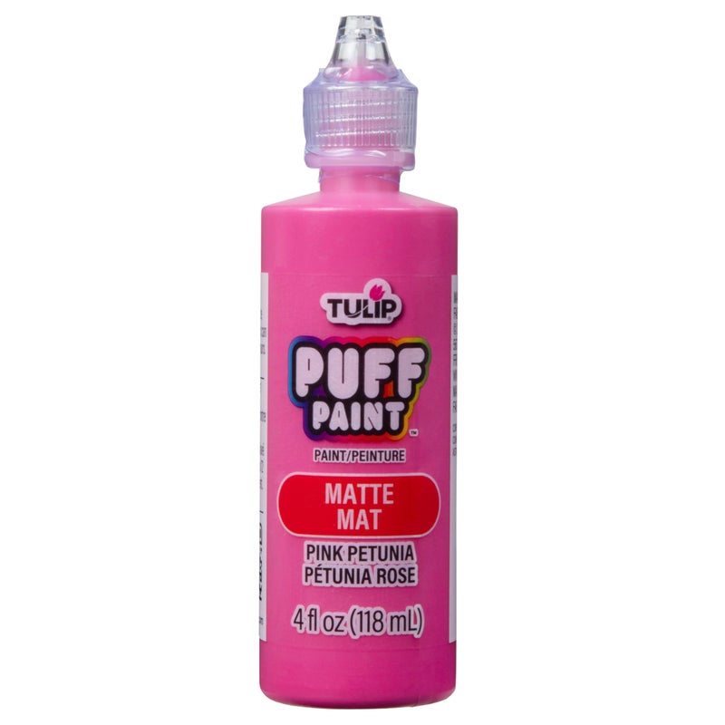 Tulip Puff Fabric Paint Matte Finish Permanent Craft Paint for Clothes DIY Projects Notoxic 4 fl oz Pink Petunia