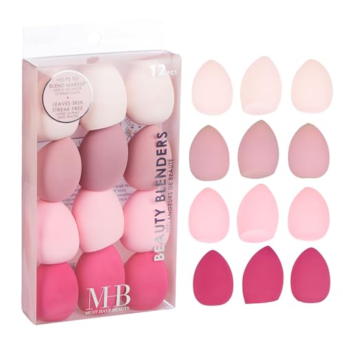 Expressions 12pc Pastel Beauty Blender Set Makeup Sponges for Foundation Blush Concealer Eyeshadow Contour Highlighter Soft Assorted Cosmetic Blender Value Pack for Women Soft - Image 1
