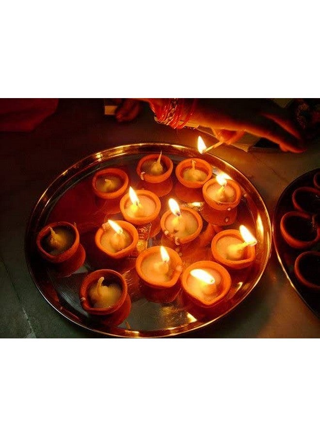 Pure Source India Natural Clay Traditional Diwali Ke Diye | Earthen Clay Diya | Mitti Ka Diva | Diyas For Pooja (Set Of 24) - Image 2