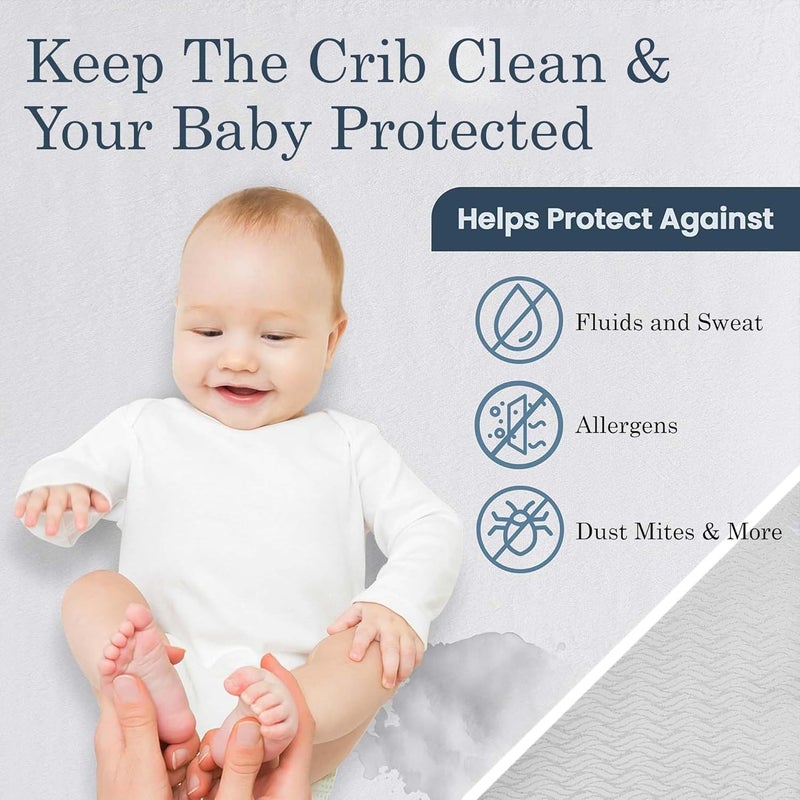 Imperial Comforts Waterproof Crib Mattress Protector, 70x140cm White Machine Washable, TPU Membrane, 1-Pack 52x28 inches - Image 4