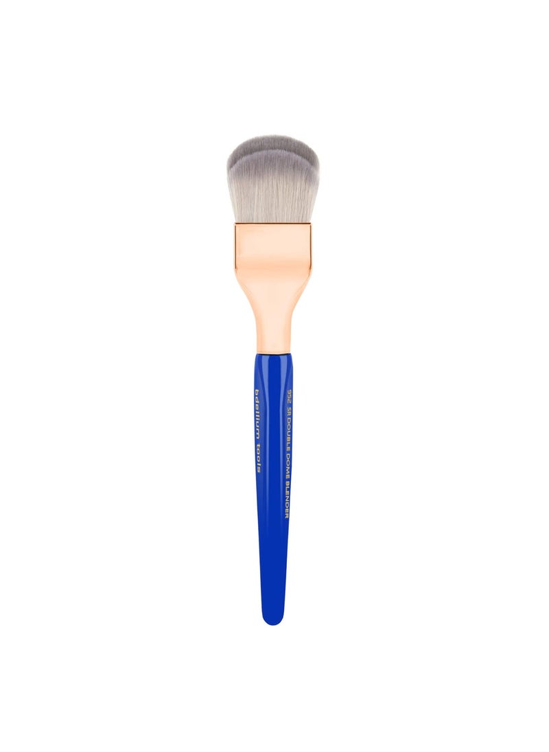 Bdellium Tools Bdellium Tools Professional Makeup Brush - Golden Triangle 952 Small Rounded Double Dome Blender - With All Vegan and Soft Synthetic Fibers, For Application & Blending (Blue, 1pc) 