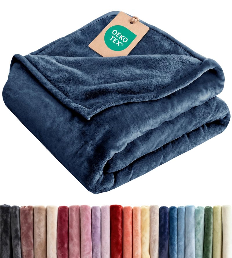 CGK Unlimited Ultra Soft Fleece Blanket Throw Size Flannel Fleece Luxury Throw Blanket Lightweight for Couch Bed Chair Thick Warm and Breathable All Season Cozy Fuzzy AntiStatic Microplush Bedding Navy - Image 2