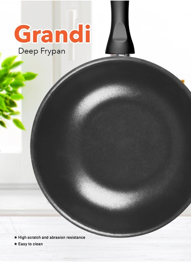 Grandi Wok Pan  Aluminum Stir Fry Pan Non-Stick Surface PFOA Free Black 28 cm  - Image 5