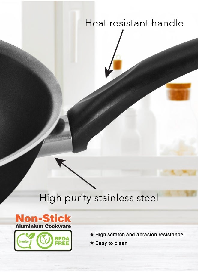 Grandi Wok Pan  Aluminum Stir Fry Pan Non-Stick Surface PFOA Free Black 28 cm  - Image 3