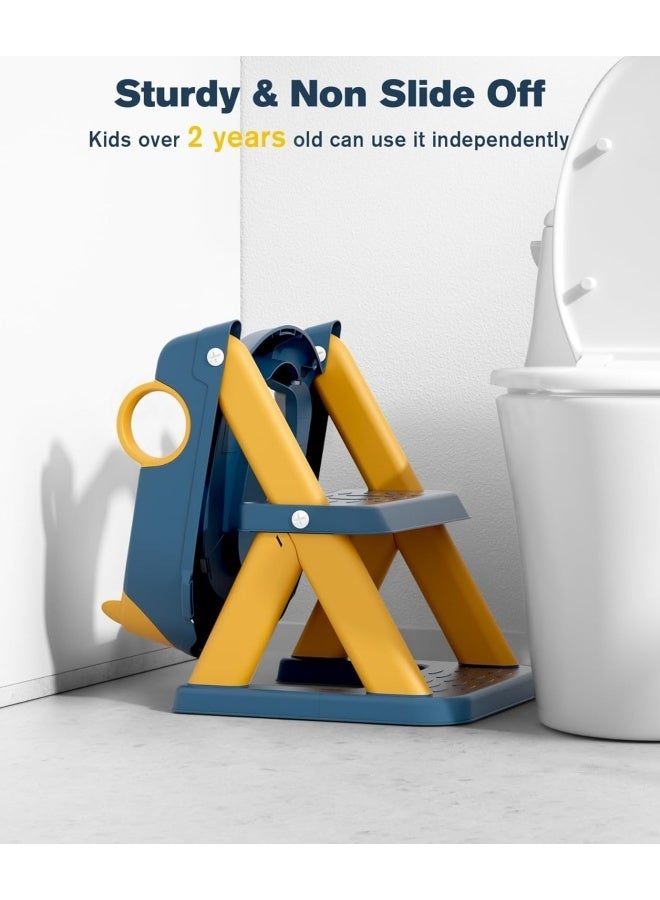 Potty Training Seat, Upgrade Toddler Toilet Seat for Kids Boys Girls, 2 in 1 Potty Training Toilet for Kids, Splash Guard Anti-Slip Pad Step Stool（Blueyellow） - Image 3
