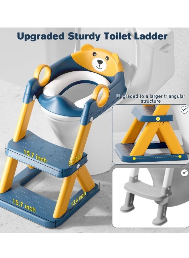Potty Training Seat, Upgrade Toddler Toilet Seat for Kids Boys Girls, 2 in 1 Potty Training Toilet for Kids, Splash Guard Anti-Slip Pad Step Stool（Blueyellow） - Image 4