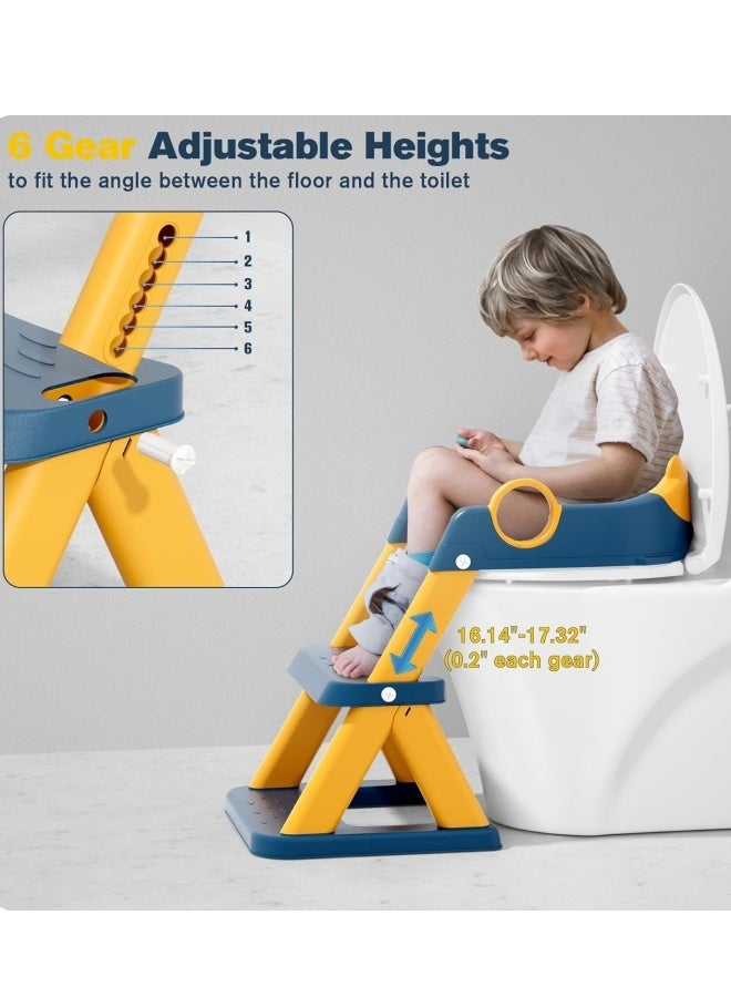 Potty Training Seat, Upgrade Toddler Toilet Seat for Kids Boys Girls, 2 in 1 Potty Training Toilet for Kids, Splash Guard Anti-Slip Pad Step Stool（Blueyellow） - Image 5