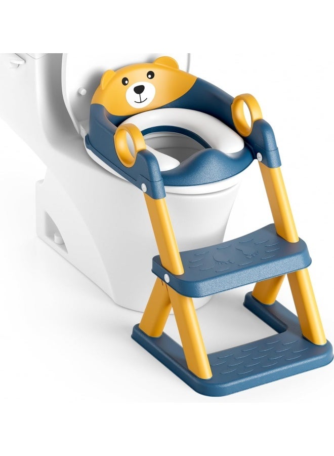 Potty Training Seat, Upgrade Toddler Toilet Seat for Kids Boys Girls, 2 in 1 Potty Training Toilet for Kids, Splash Guard Anti-Slip Pad Step Stool（Blueyellow） - Image 1