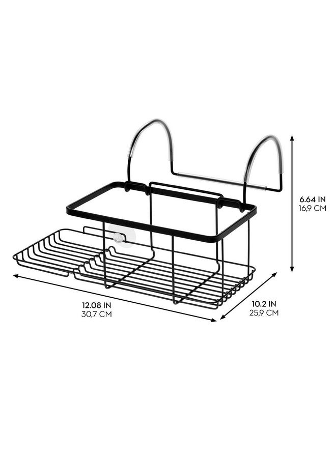 IDesign iDesign Metal Over the Bath Caddy Basket, The Everett Collection - 12.08” x 10.2” x 6.64”, Matte Black  - Image 2