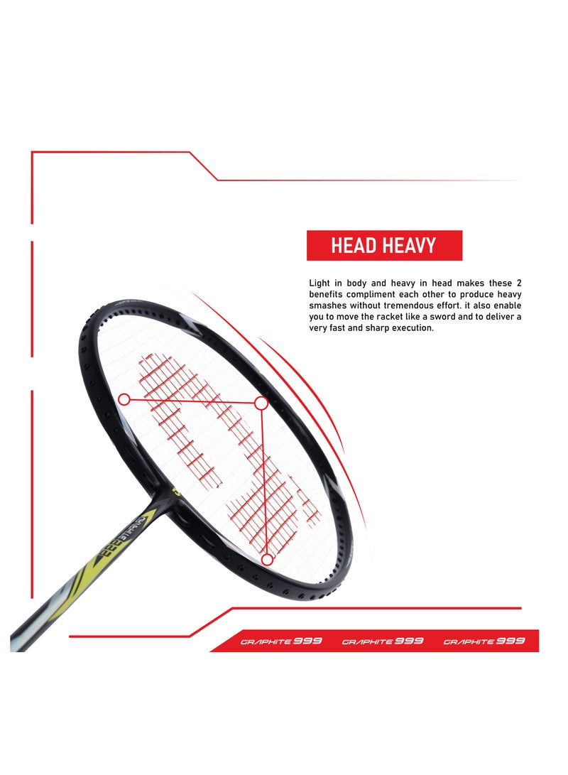 Apacs Graphite 999 Unstrung Badminton Racket – Ultra-Durable Japanese Graphite Frame, Lightweight, 30 LBS Max Tension, High-Speed Performance, Comfortable 4-inch Grip, Full Cover  - Image 5