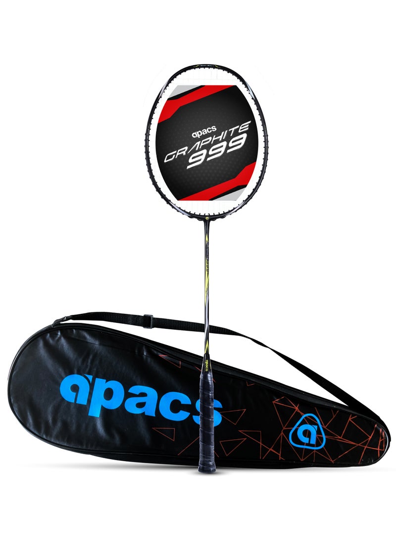 Apacs Graphite 999 Unstrung Badminton Racket – Ultra-Durable Japanese Graphite Frame, Lightweight, 30 LBS Max Tension, High-Speed Performance, Comfortable 4-inch Grip, Full Cover  - Image 1
