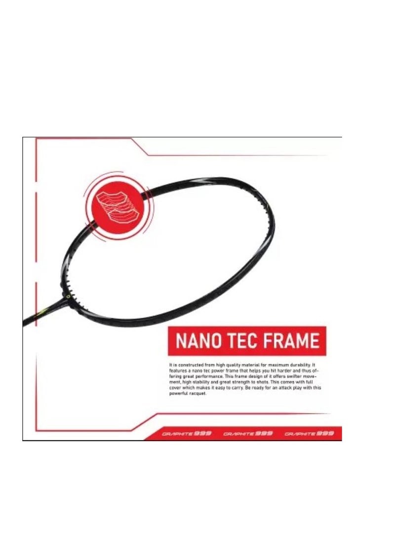 Apacs Graphite 999 Unstrung Badminton Racket – Ultra-Durable Japanese Graphite Frame, Lightweight, 30 LBS Max Tension, High-Speed Performance, Comfortable 4-inch Grip, Full Cover  - Image 3