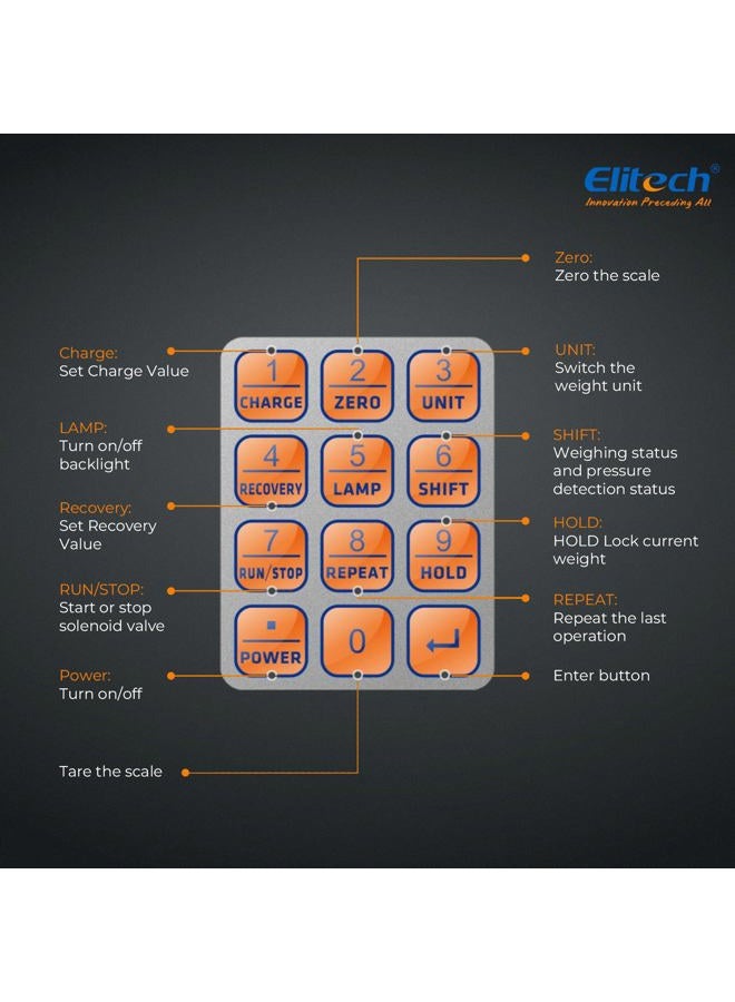 Elitech LMC-300 Electronic Refrigerant Charging/Recovery Scale HVAC A/C Wired Remote,Weight Scale 220lbs/100kgs - Image 5