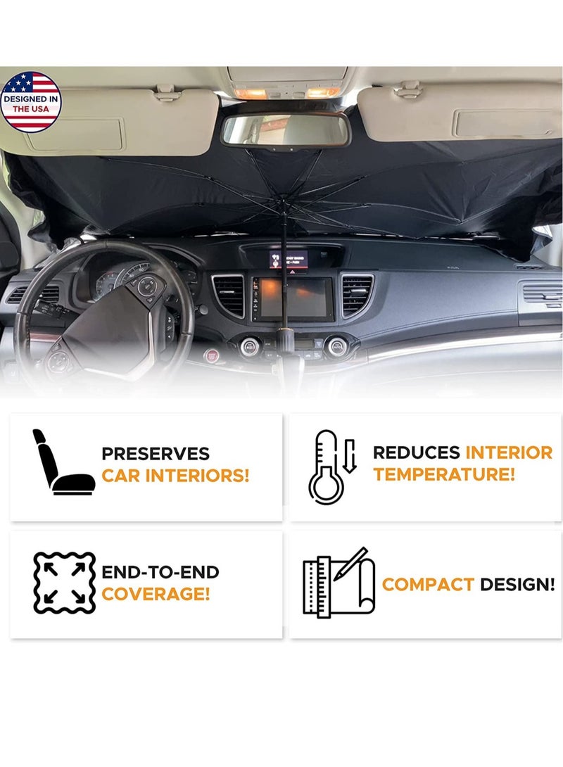 Car Windshield Sunshade | Foldable Reflector Umbrella Sunshade for Cars, Blocks UV Rays Sun Visor Protector Sunshade to Keep Your Vehicle Cool and Damage - Image 2