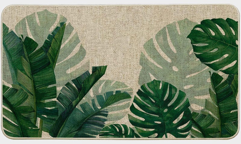 Baccessor Spring Door mat Outdoor Outside Entrance Summer Welcome Mat Indoor Monstera Leaf Decorative Front Door Mat Anti-Slip Rubber for Seasonal Holiday Kitchen Floor Decoration 17 x 29 Inch - Image 1