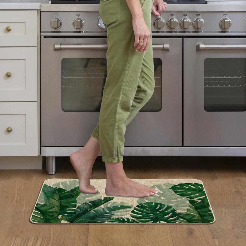 Baccessor Spring Door mat Outdoor Outside Entrance Summer Welcome Mat Indoor Monstera Leaf Decorative Front Door Mat Anti-Slip Rubber for Seasonal Holiday Kitchen Floor Decoration 17 x 29 Inch - Image 4