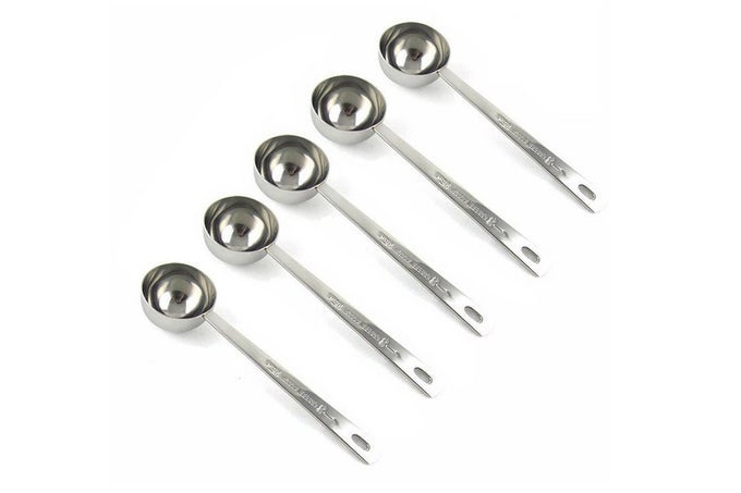STAINLESS STEEL 1 TABLESPOON MEASURING COFFEE SCOOP SPOON SET OF 5