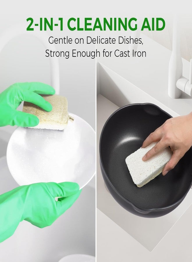 AIRNEX Natural Loofah Sponges for Dishes Pack of 6 - Compostable and Cellulose Kitchen Loofah - Plastic Free Dish Sponges Kitchen with Cotton Hanging Loop - Image 5