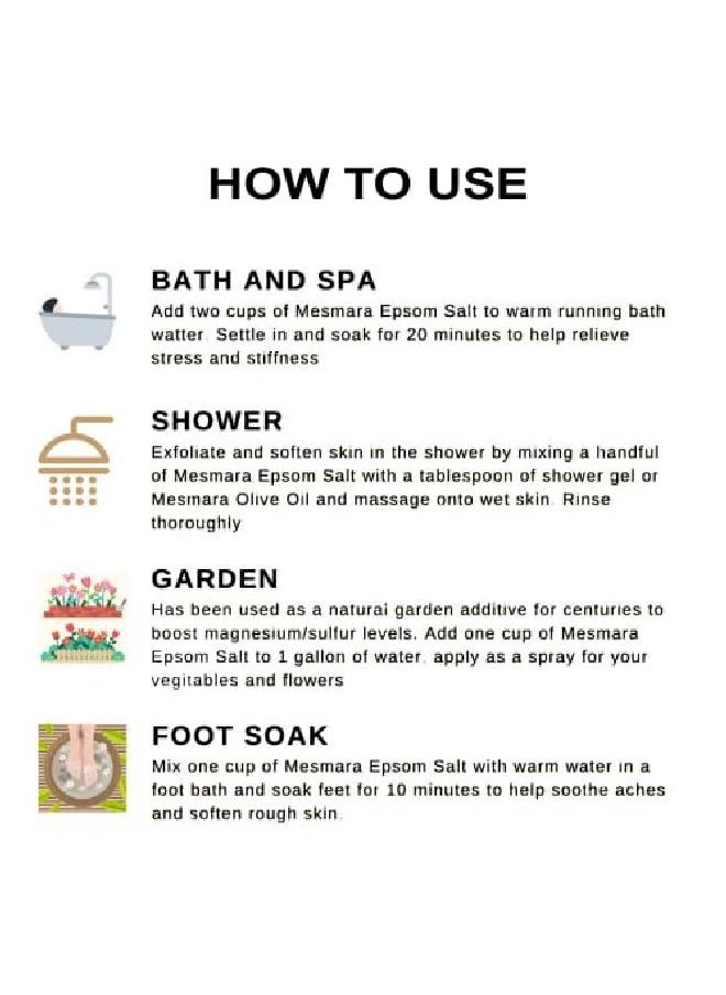 Elemensis Naturals - Epsom Salt (Magnesium Sulphate) For Bathing Relaxing Foot And Pain Relief Therapeutic Spa Treatment Refreshing Body 1Kg(Pack Of 2 Each 500Gm) - Image 1