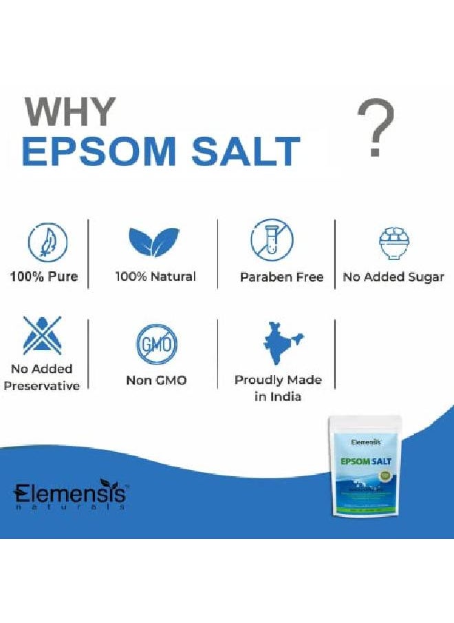 Elemensis Naturals - Epsom Salt (Magnesium Sulphate) For Bathing Relaxing Foot And Pain Relief Therapeutic Spa Treatment Refreshing Body 1Kg(Pack Of 2 Each 500Gm) - Image 1