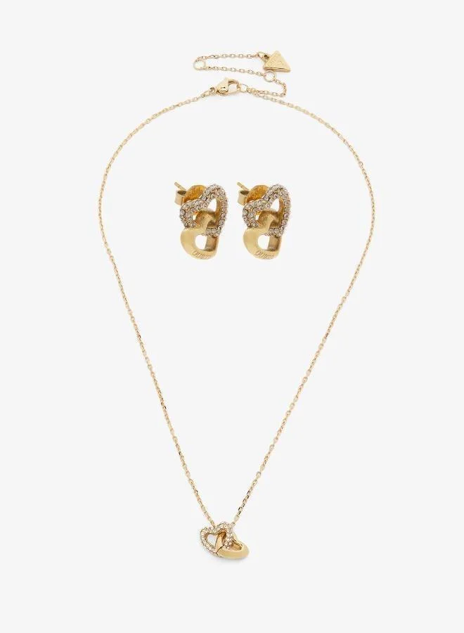 GUESS Heart Links Necklace And  Studs
