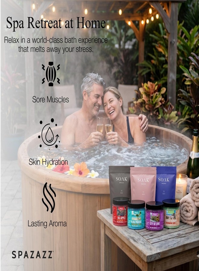 Spazazz Gift Bundle Set - 7oz Aromatherapy Mineral Bath Soak Variety & 4oz Destination Collection Bath Salts, Tumbler, Straws, Bath Salt Scoop & Mini Beach Ball - Relaxation Spa Gift Box Set - Image 5