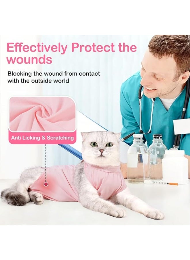 بدلة تعافي للقطط بعد الجراحة، بدلة تعافي قابلة للتنفس للقطط بعد الجراحة لعلاج جروح البطن، بدلة تعافي للقطط الصغيرة مع طوق إلكتروني بديل للقطط بعد التعقيم ومضادة لللعق - Image 3