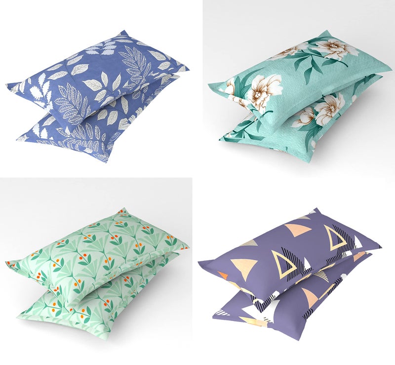 VAS COLLECTIONS Double Bedsheet Combo (Pack of 4) | Soft Brushed Glace Cotton 160 TC - Set of 4 bedsheet with 8 Pillow Cover - Breathable & Wrinkle Free - 12 Pcs Set | Floral - Grey & Red - Image 2