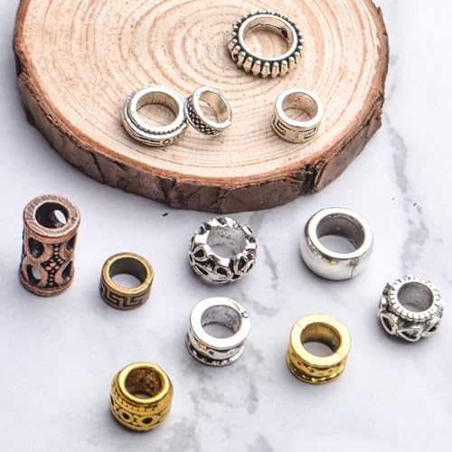 Jdesun 30 Pieces Tibetan Style Metal Beads Dreadlock Beads Large Hole Rodelle Round Loose Beads for Necklace Bracelet Jewelry Making Accessories Hair Decoration - Image 5