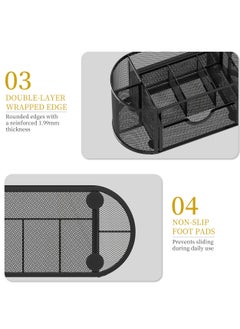 KASTWAVE Mesh Desk Organizer, Desk Organizer Stationery Storage, Pencil Holder for Desk with 9 Compartments and Mini Drawer, Wire Mesh Office Supplies Desk Accessories & Workspace Organizers (Black)  - Image 5