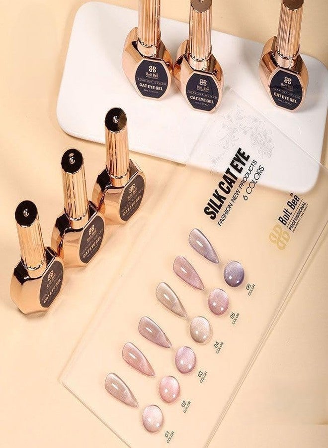 Brille Bee 6 Colors Silk Cat Eye Gel Polish Set with Magnet – Shimmer UV LED Soak Off Gel Nail Polish Kit for DIY Manicure & Salon Use (6) - Image 1