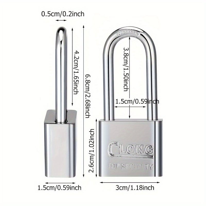 Heavy Duty Silver Metal Padlock Rust Resistant Long Shackle For Warehouse Gym Locker Fence And Garage With One Key - Image 4