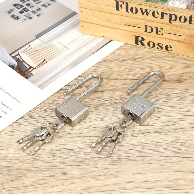 Heavy Duty Silver Metal Padlock Rust Resistant Long Shackle For Warehouse Gym Locker Fence And Garage With One Key - Image 5