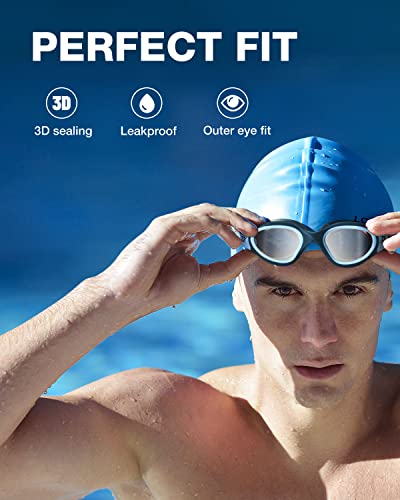 ZIONOR Swim Goggles, Upgraded G1 Polarized Swimming Goggles UV Protection Anti-fog Adjustable Strap for Men Women Adult Indoor or Outdoor (Polarized Mirror Silver Lens) - Image 3