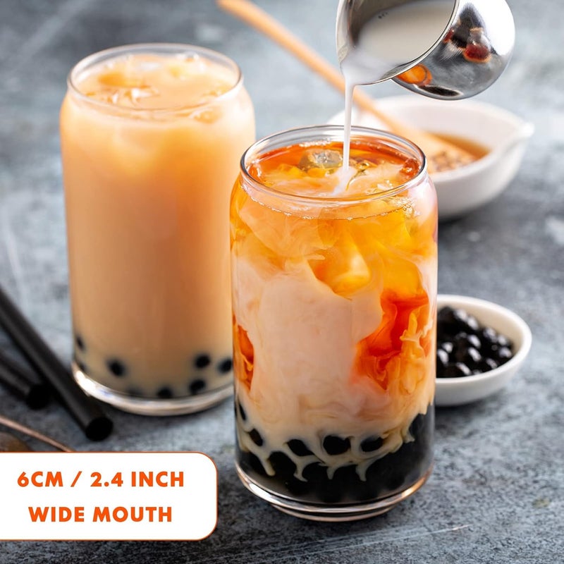 HAPPY BORN Beer Can Shape Drinking Glasses with Airtight Wooden Lid and Straw Mason Sipper Travel Home Office Fruit Juice Cocktail Soda Iced Tea Coffee Hot Cold Beverage Tumbler 510ml Pack of 2 - Image 4