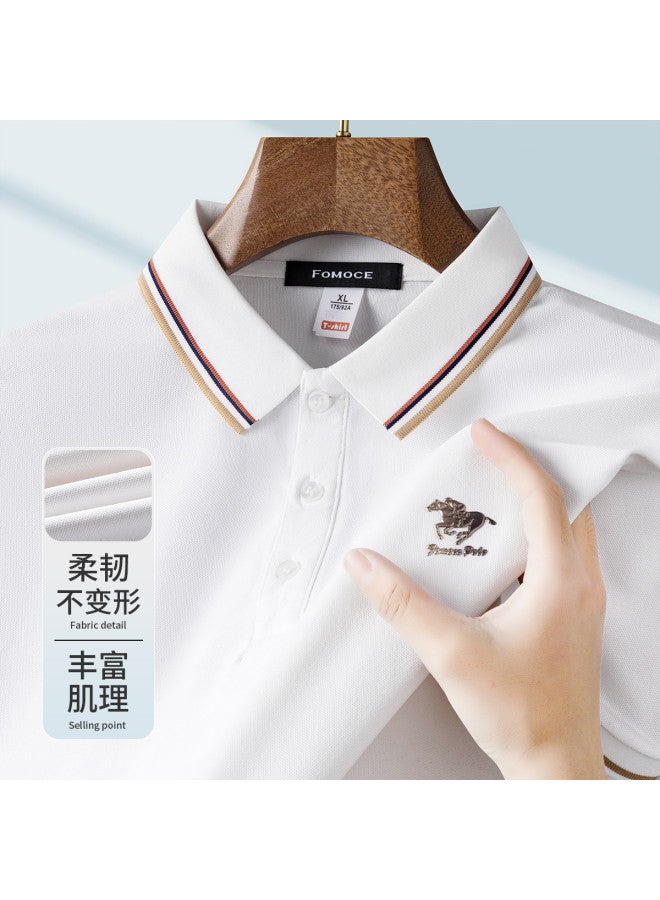 Fomoce summer Solid Color Casual Business Classic Golf Men's Short-sleeve Polo Shirt - Image 2