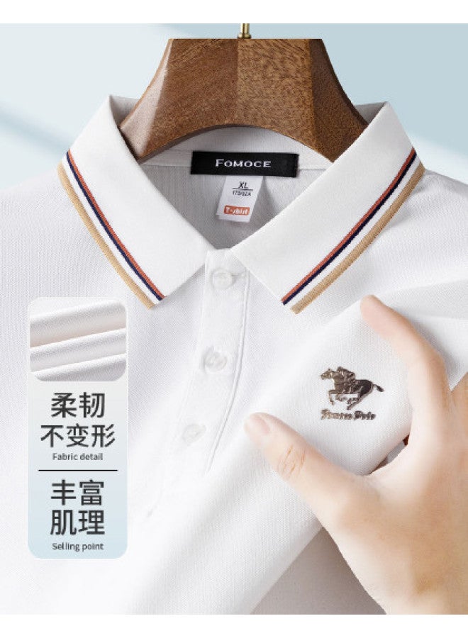 Fomoce summer Solid Color Casual Business Classic Golf Men's Short-sleeve Polo Shirt - Image 1