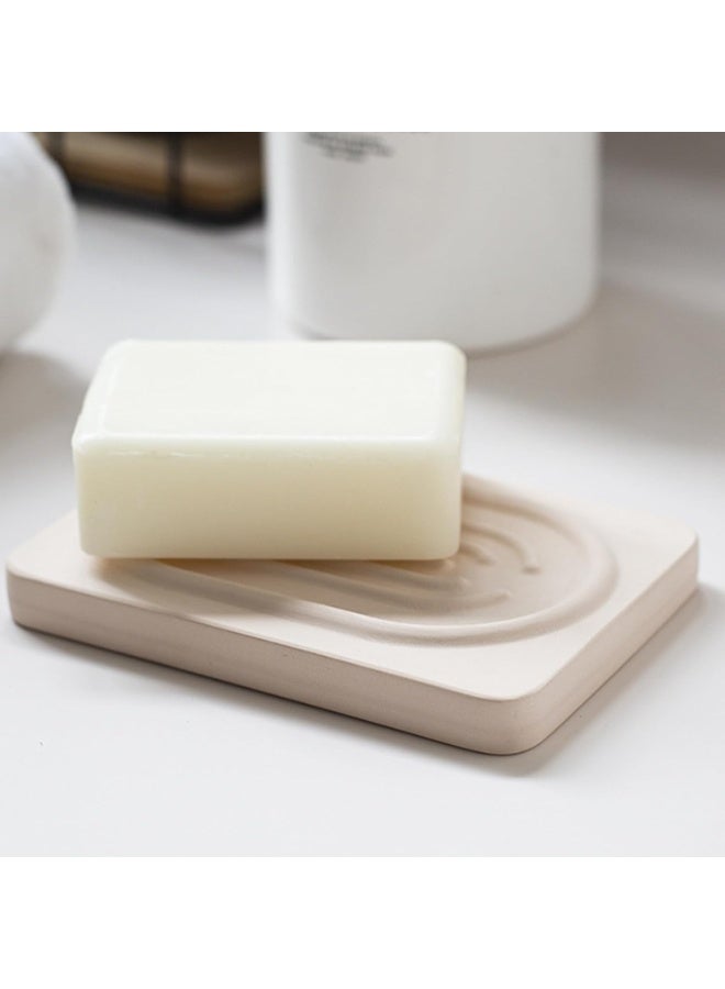 Diatomite Soap Dish - 4.8"x3.1" Fast-Absorbing Stone Tray for Kitchen & Bathroom | Quick-Dry Organizer for Sponge, Brush & Toothbrush (Beige, Non-Slip Base) - Image 3