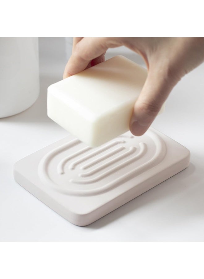 Diatomite Soap Dish - 4.8"x3.1" Fast-Absorbing Stone Tray for Kitchen & Bathroom | Quick-Dry Organizer for Sponge, Brush & Toothbrush (Beige, Non-Slip Base) - Image 1