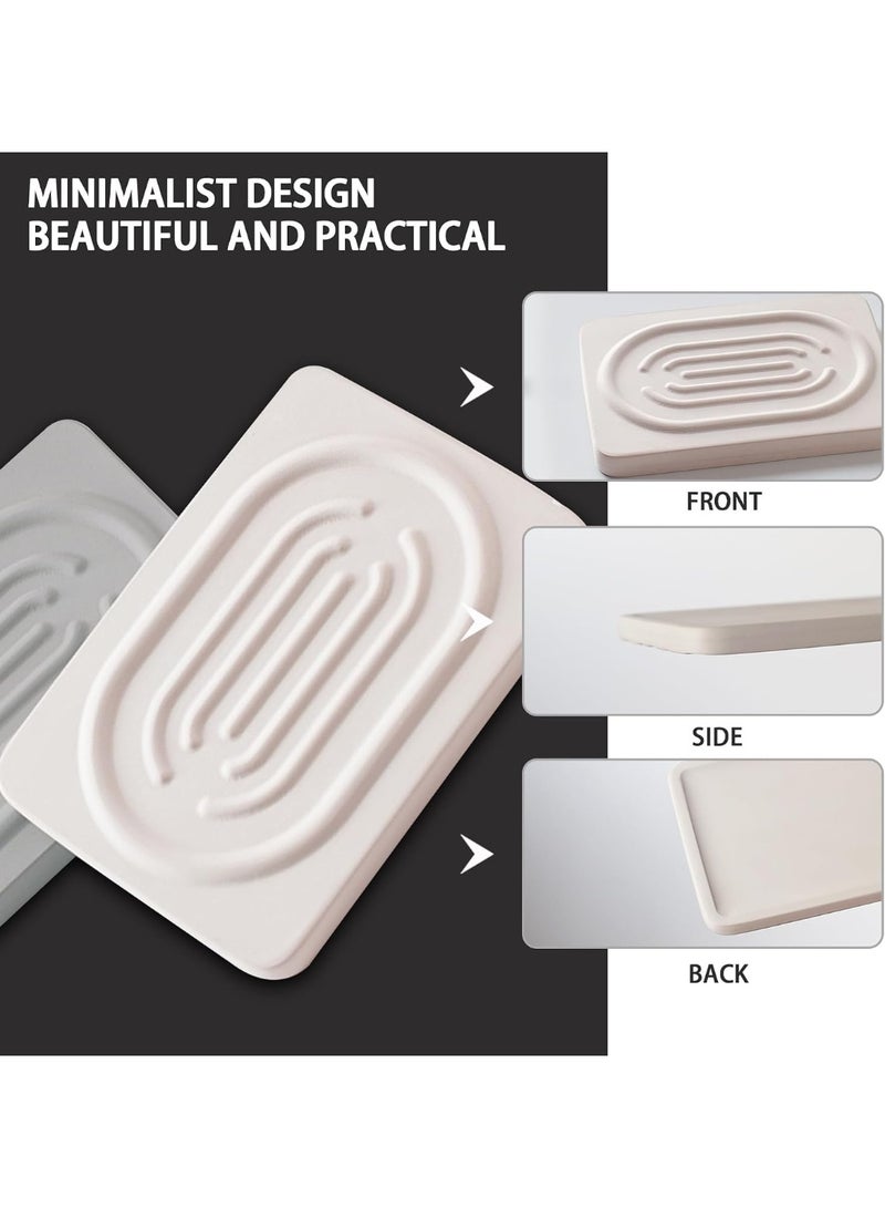 Diatomite Soap Dish - 4.8"x3.1" Fast-Absorbing Stone Tray for Kitchen & Bathroom | Quick-Dry Organizer for Sponge, Brush & Toothbrush (Beige, Non-Slip Base) - Image 4