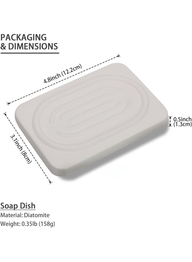 Diatomite Soap Dish - 4.8"x3.1" Fast-Absorbing Stone Tray for Kitchen & Bathroom | Quick-Dry Organizer for Sponge, Brush & Toothbrush (Beige, Non-Slip Base) - Image 5