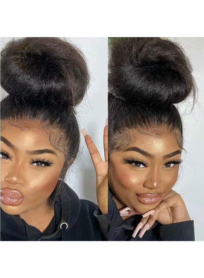 ten chopsticks Straight Hair Wig 360 HD Transparent Lace Front Wig Human Hair Wigs 150 Density Yaki Straight Human Hair Wig for Women Full End Glueless Brazilian Hair 360 HD Lace Wig 18 inch - Image 3