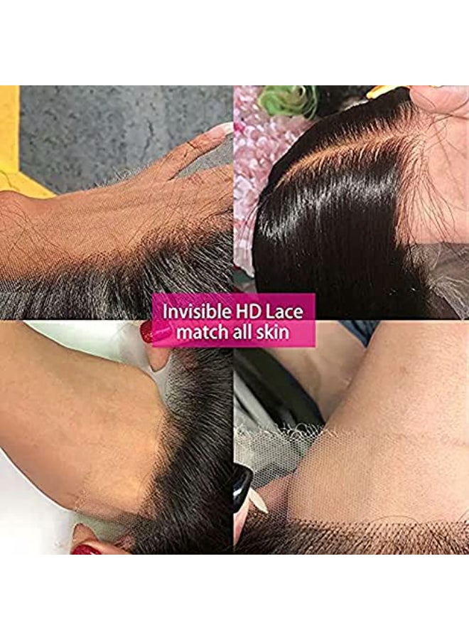 ten chopsticks Straight Hair Wig 360 HD Transparent Lace Front Wig Human Hair Wigs 150 Density Yaki Straight Human Hair Wig for Women Full End Glueless Brazilian Hair 360 HD Lace Wig 18 inch - Image 4
