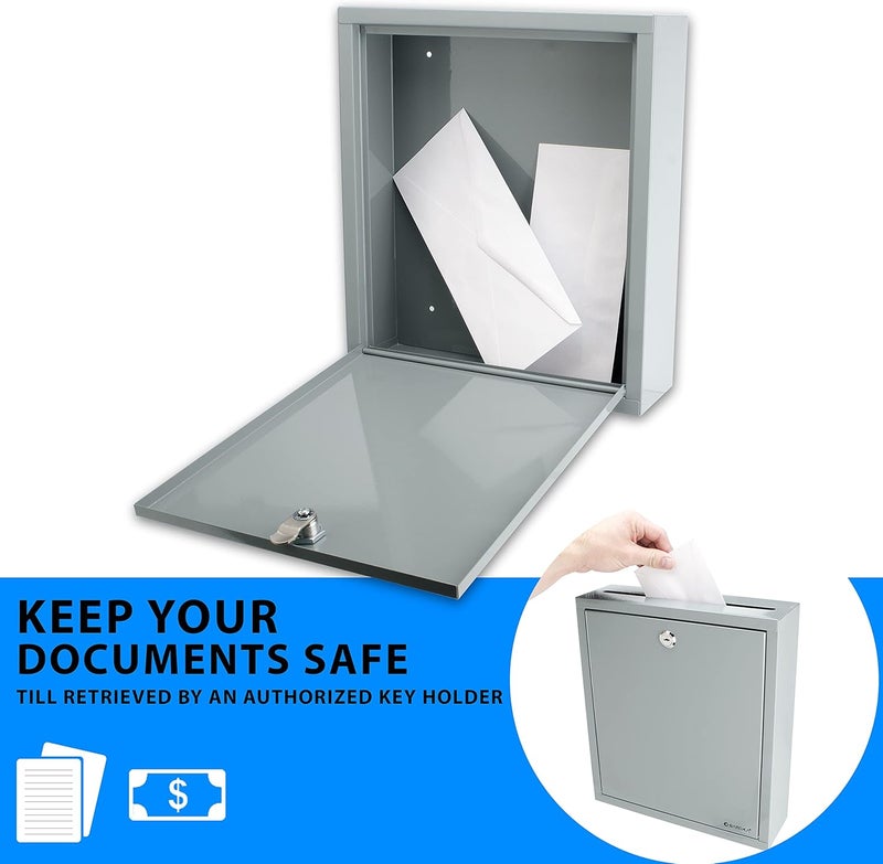 BARSKA Barska Wall Mount MultiPurpose Locking Mail Suggestion Drop Box with Key Lock for Home Office Classroom - Image 4
