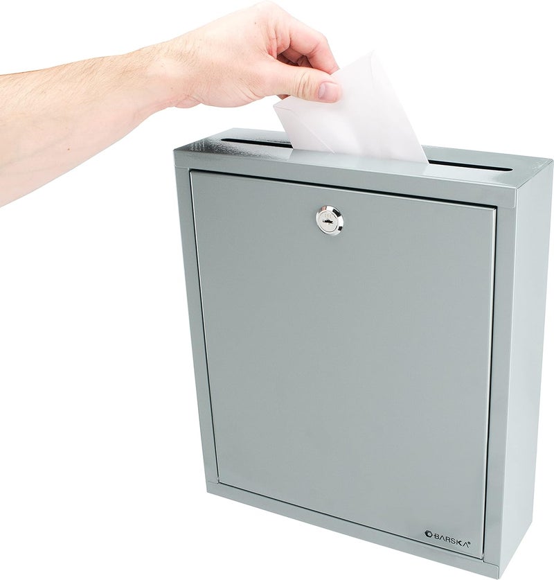 BARSKA Barska Wall Mount MultiPurpose Locking Mail Suggestion Drop Box with Key Lock for Home Office Classroom - Image 1