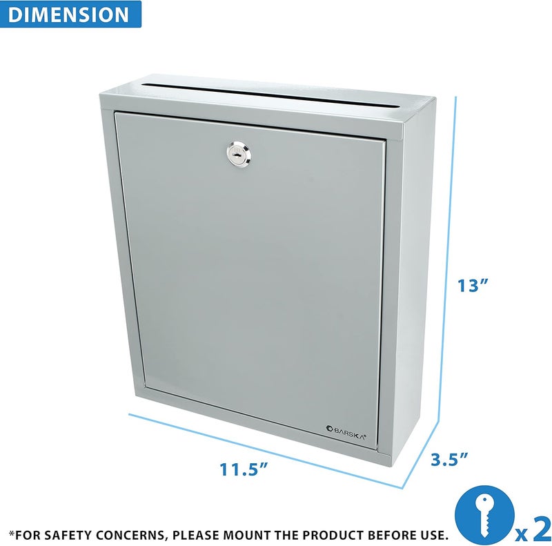 BARSKA Barska Wall Mount MultiPurpose Locking Mail Suggestion Drop Box with Key Lock for Home Office Classroom - Image 2