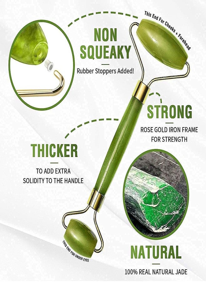 SEASPIRIT Natural Jade Stone Facial Roller Massage with Gua Sha Tool for Face Eye Neck Foot Massage For Men and Women - Image 4